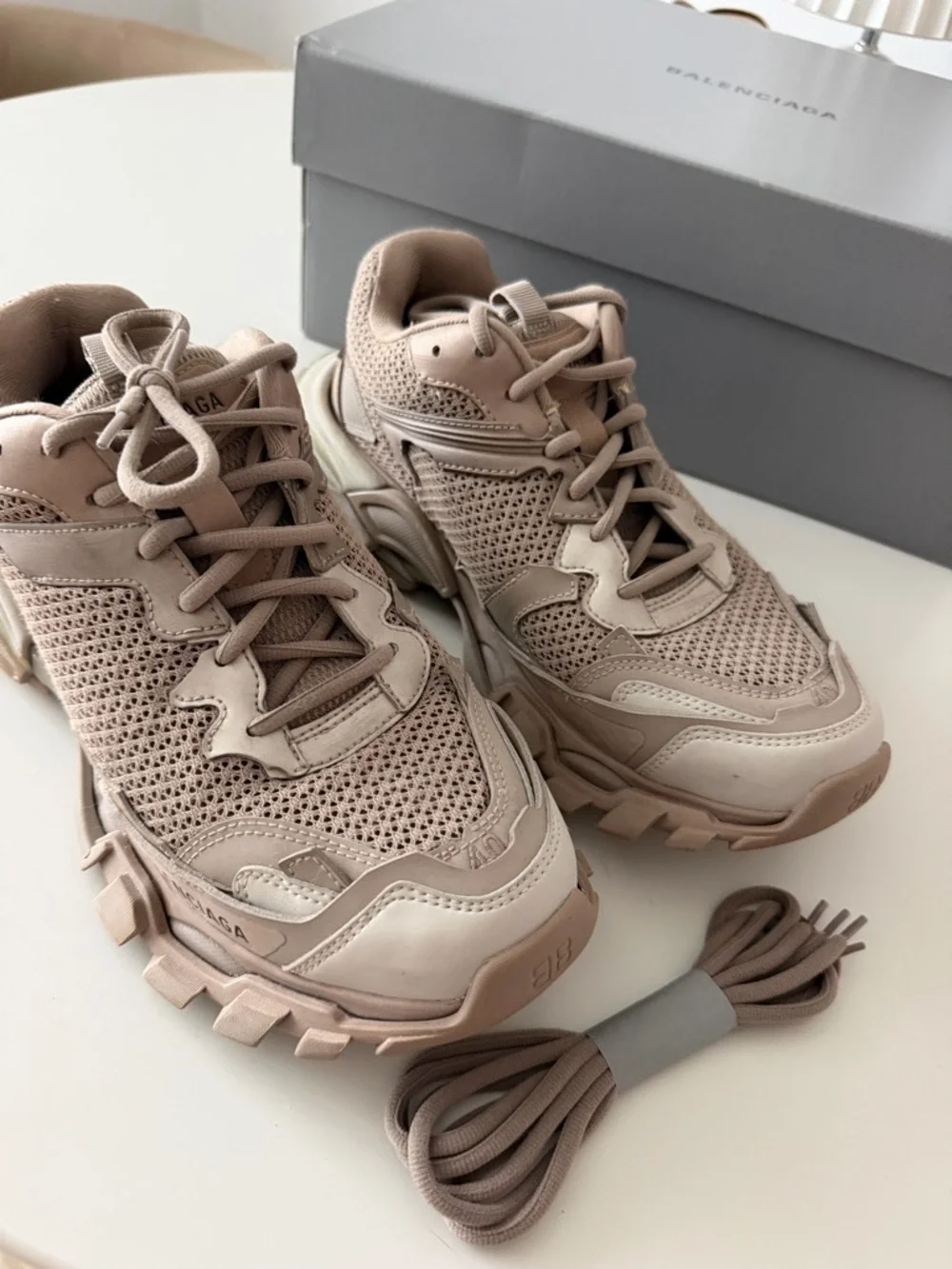 New. Balenciaga Beige/Taupe Track Trainer Sneakers - Picture 11 of 16
